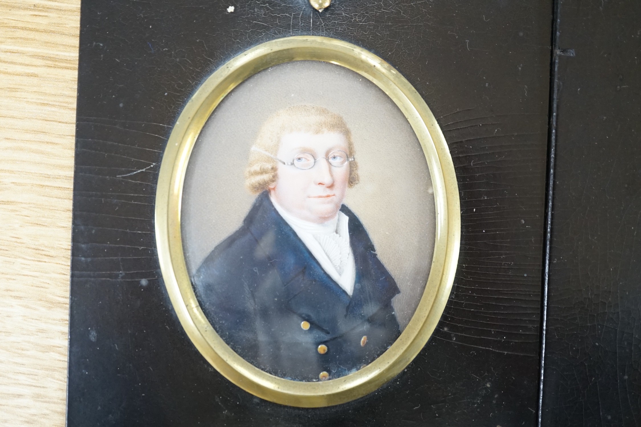 A selection of four framed and glazed portrait miniatures relating to the Robson and Walford Family. To include the subjects of: Oliver Walford of Charterhouse (1814-1855), James Robson of Conduit Street (1723-1806), Mar
